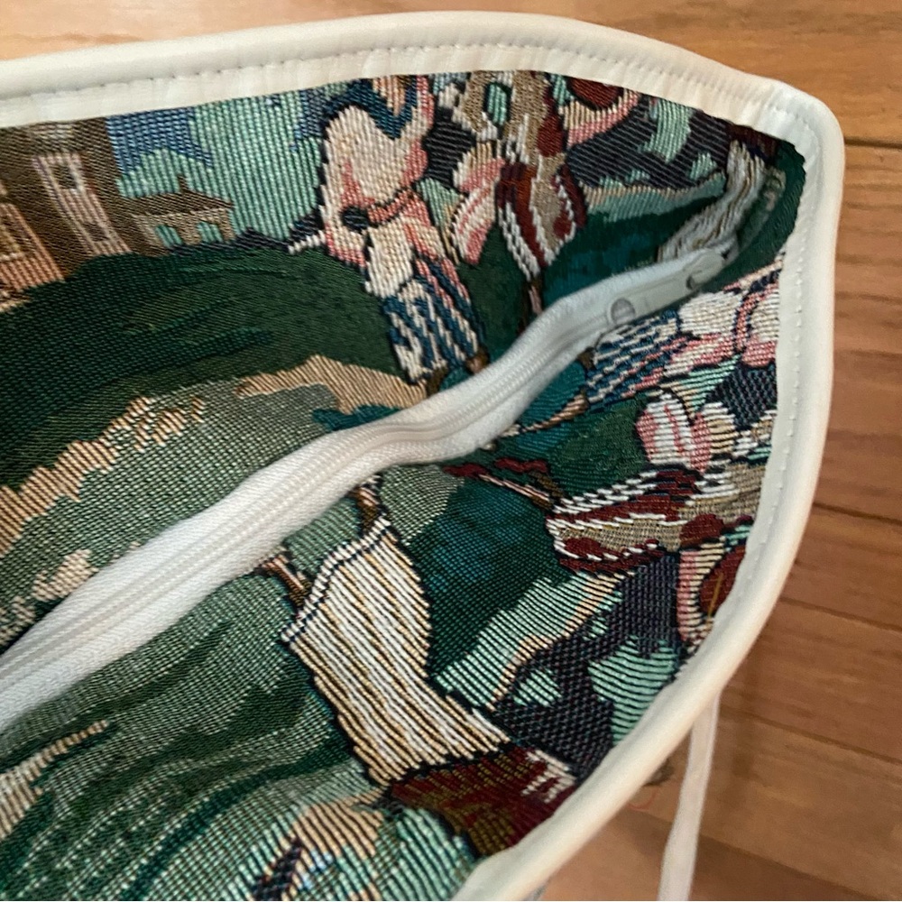 Lenox Tapestry Scene Tote in Green, Blue, Cream - Picture 4 of 6